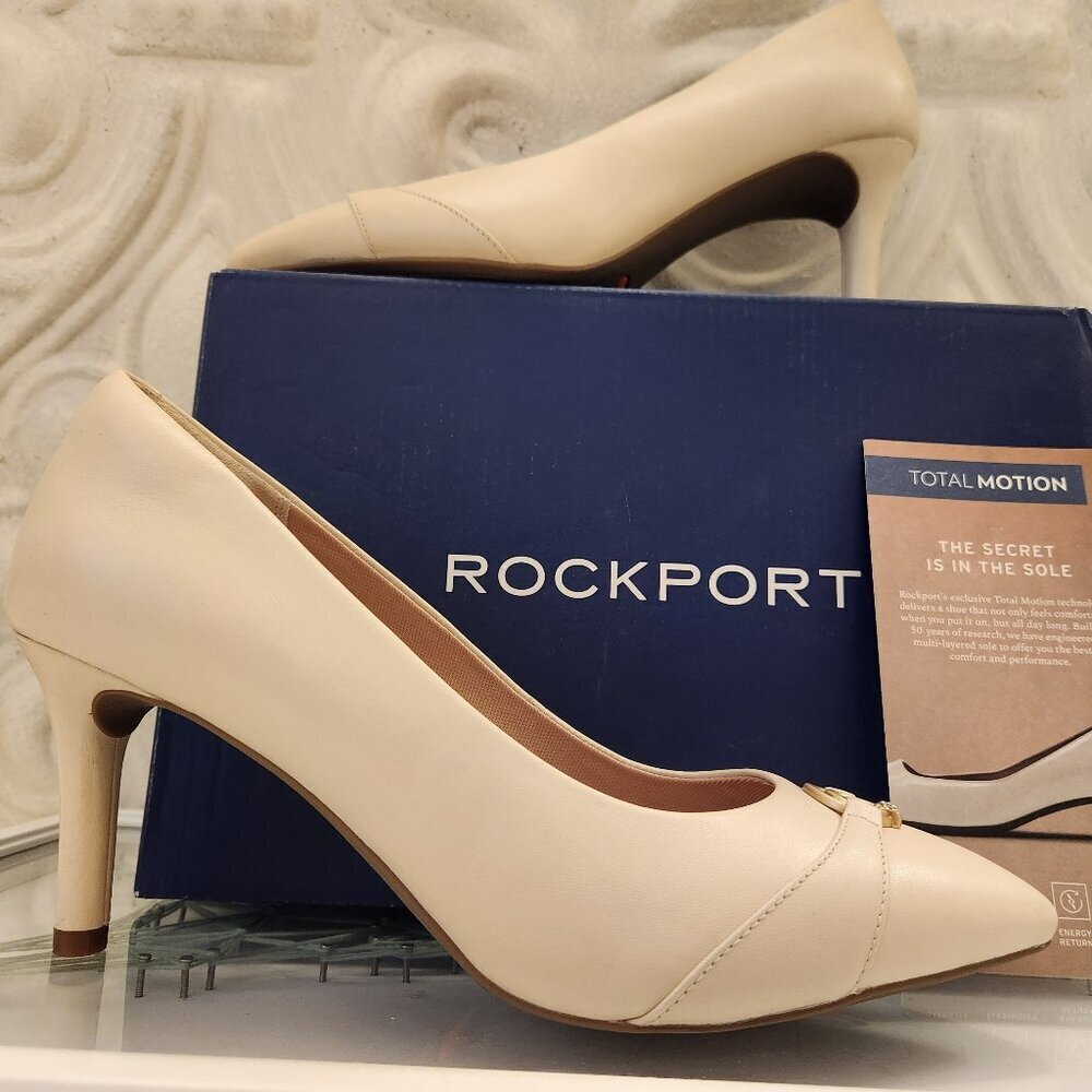 Rockport Leather TM75MMPTH Orn Pumps. NIB. Cream. Size 9.5 Wide